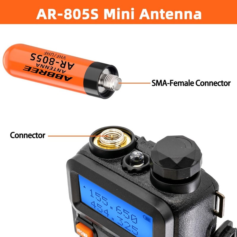 ABBREE Ham Radio Antenna Dual Band VHF/UHF 144/430Mhz 1.96inch Mini Short AR-805S SMA- Female Long Range Stubby Antenna for Baofeng UV-5R Mini 5RM BF-F8HP PRO,K5 Plus,DM32,UV32,AR-152,2Pack - Image 3